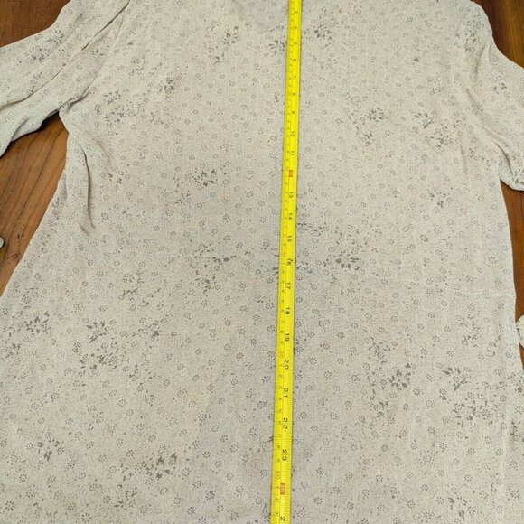 J.Jill Tan Button-Up Top Women's M Rayon Sheer Blouse Floral L/S Fairy Whimsy - Picture 14 of 16